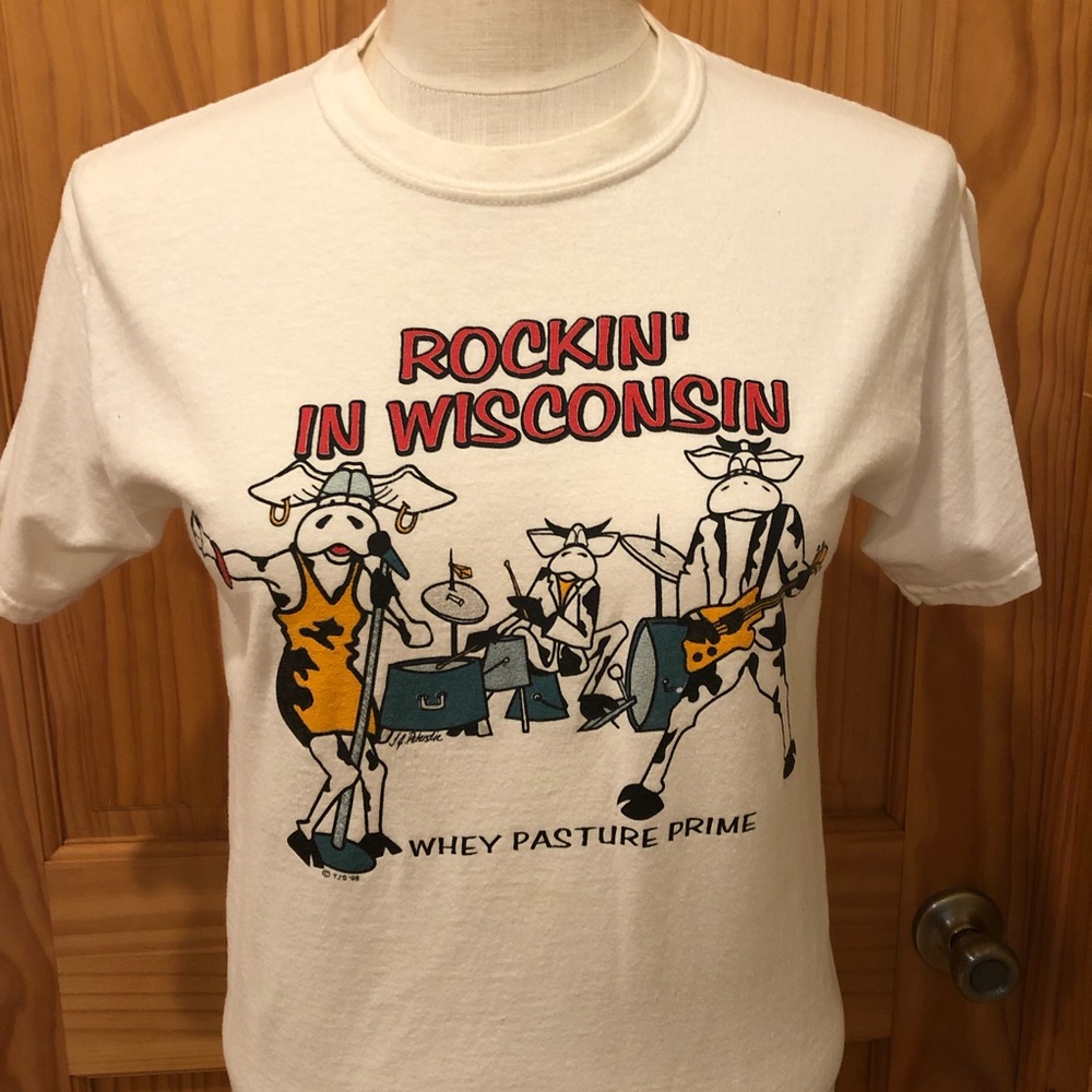 Gildan white Wisconsin statement “T”.
